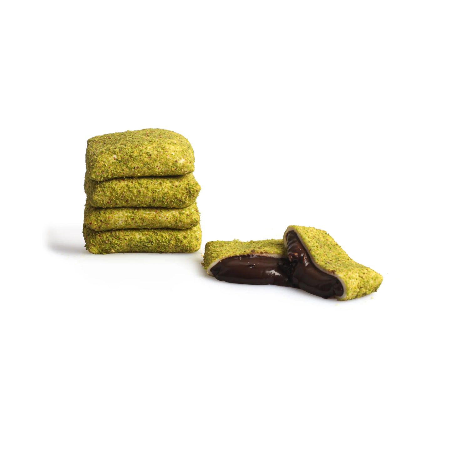 Chocolade kussentjes met gevulde pistache van Mijn winkel, luxe traktatie met een romige pistachevulling, perfect voor bij de koffie of als cadeau.