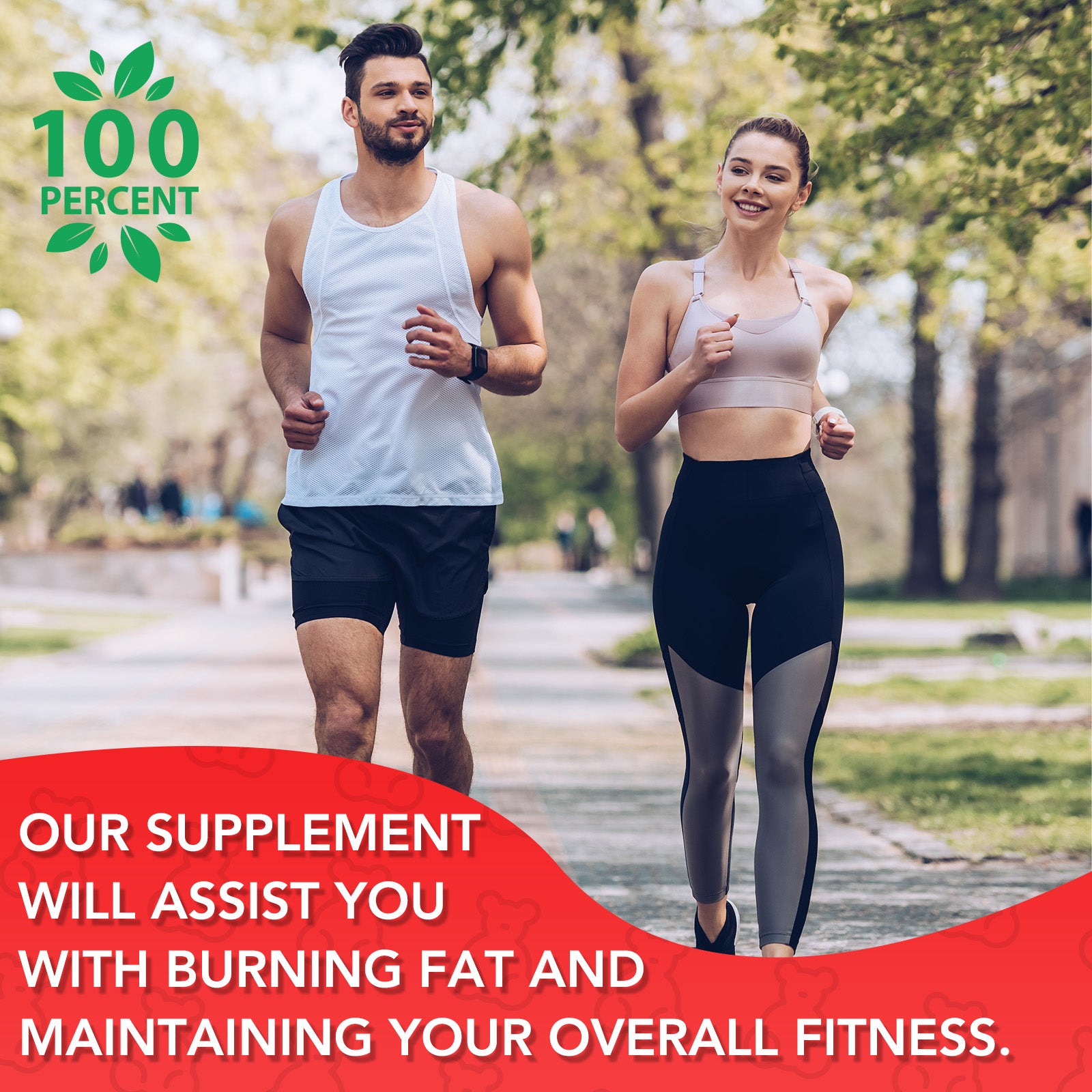 Actieve mensen die joggen in het park, passend bij de Golden Nuts Appelazijn Gummies, een supplement voor vetverbranding en fitness, verkrijgbaar bij Mijn winkel.