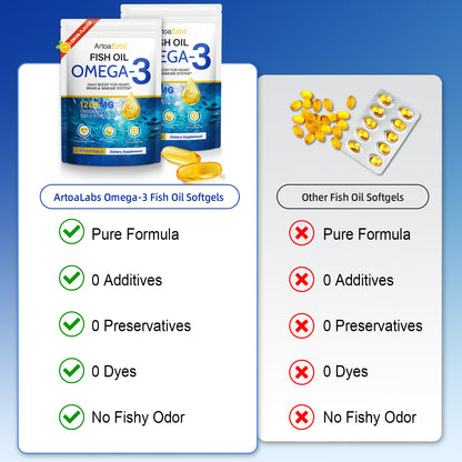 ArtoaLabs Omega 3 Visolie Softgels met een vergelijking van formules zonder toevoegingen, geconserveerd met geen visachtige geur, van de verkoper Mijn winkel.