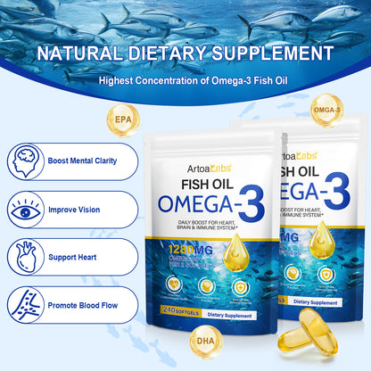Natuurlijke Omega 3 Visolie Capsules van Mijn winkel, die mentale helderheid bevorderen en de bloedcirculatie ondersteunen.