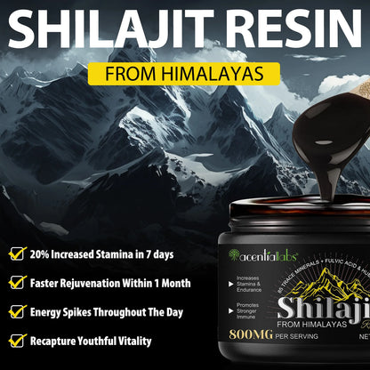 Shilajit Resin van Mijn winkel met aanbieding, benadrukt 20% meer stamina in 7 dagen en energieboosts gedurende de dag.